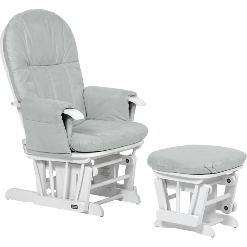Tutti Bambini GC35 Recliner Glider Chair & Stool-White With Grey Cushion (2022)