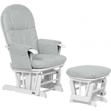 Tutti Bambini GC35 Recliner Glider Chair & Stool-White With Grey Cushion *